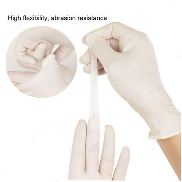 Powder-Free Disposable Gloves, Latex, L, White, 100 Pcs/Pack