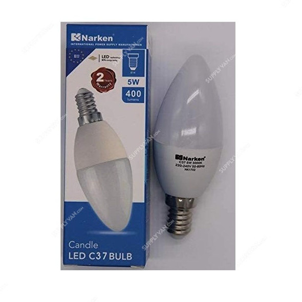 Narken LED Candle Bulb, NK1702, 5W, E14, 3000K, Warm White