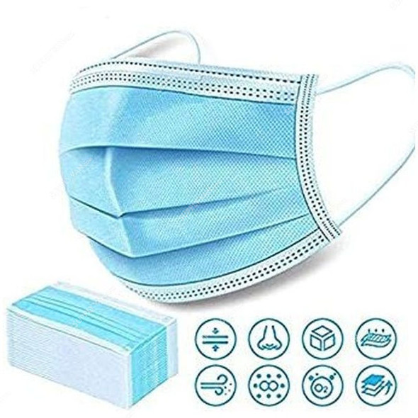 Disposable Face Mask, 3 Layer, Blue, 20 Pcs/Pack