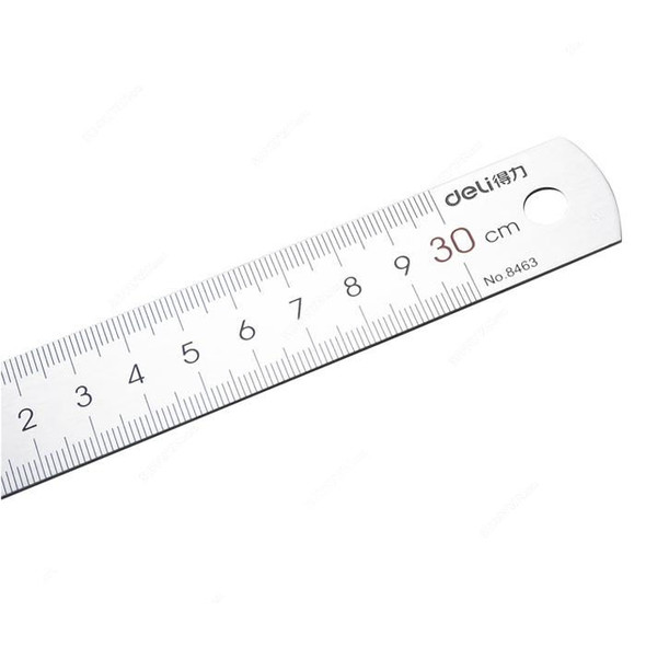 Deli Ruler, Stainless Steel, 30CM, Silver