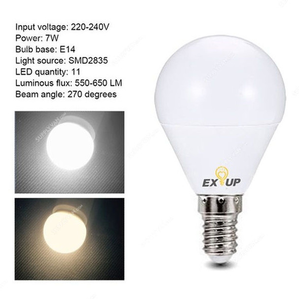 Exup LED Bulb, 220-240V, 7W, E14, 6500K, Cool White