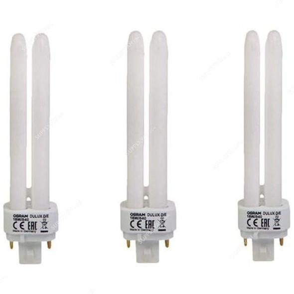 Osram Fluorescent Lamp, Dulux D, 18W, Warm White, 2700K, 3 Pcs/Pack