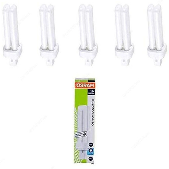 Osram Fluorescent Lamp, Dulux D, 18W, Cool Daylight, 6500K, 5 Pcs/Pack