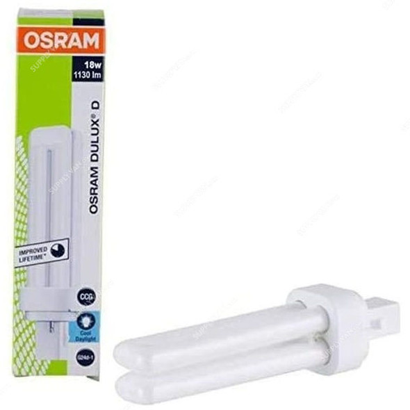 Osram Fluorescent Lamp, Dulux D, 18W, Cool Daylight, 6500K, 4 Pcs/Pack
