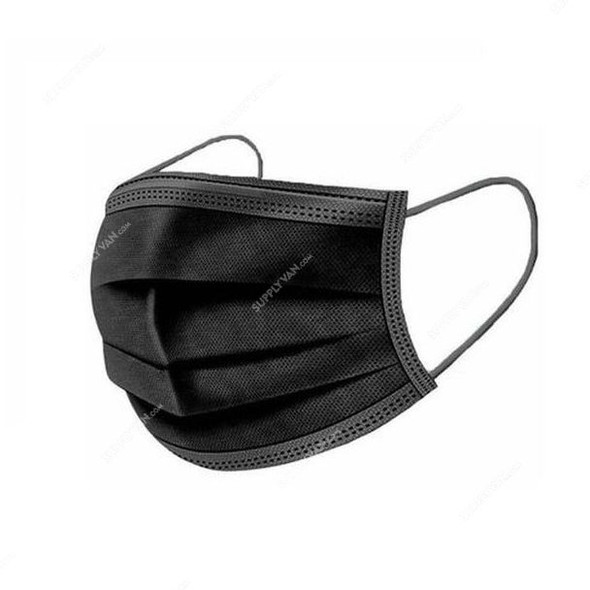 Disposable Face Mask, Non-Woven, 3 Layer, Black, 50 Pcs/Pack