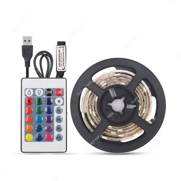 LED Strip Light With Remote Control, 2 Mtrs, 10W, 5VDC, 120 LED, RGB