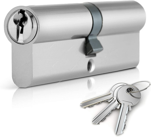 Cylinder Door Lock, 3 Key, 80MM, Silver