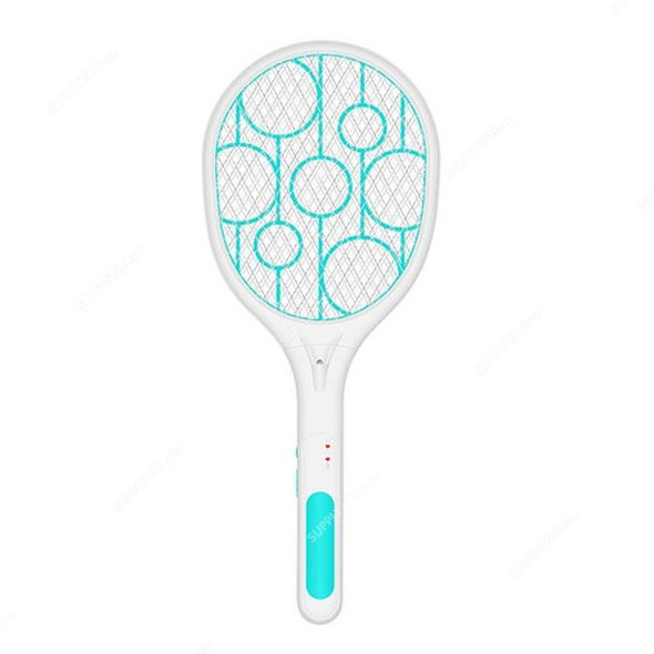 Rechargeable Mosquito Swatter With LED Lighting, 5VDC, 400mAh, White/Blue