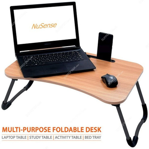 Laptop Folding Table with Dock Stand, MDF, 40 x 60CM, Light Oak