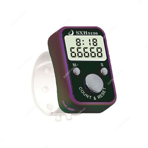 Digital Hand Tally Counter With Timer, SXH-5136, Purple