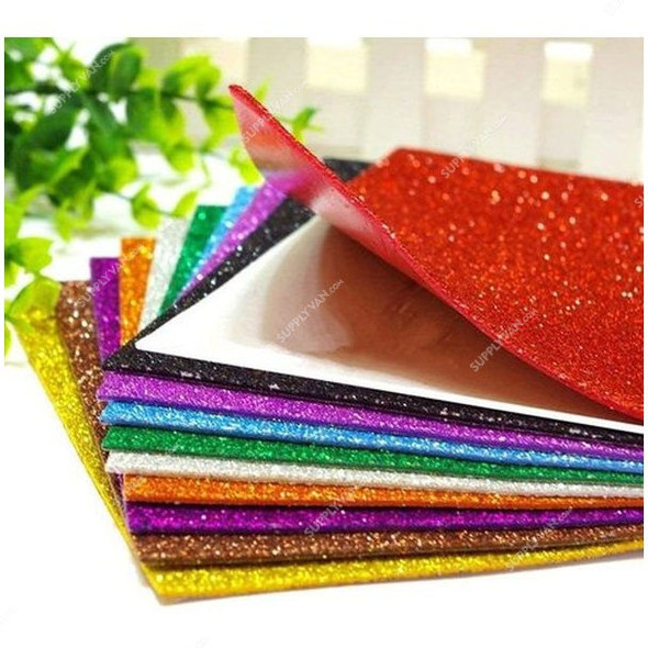 Self Adhesive Glitter Foam Sheet, A4, Multicolor, 20 Pcs/Pack