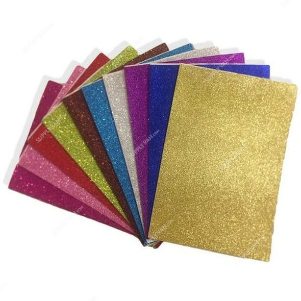 Self Adhesive Glitter Foam Sheet, A4, Multicolor, 40 Pcs/Pack