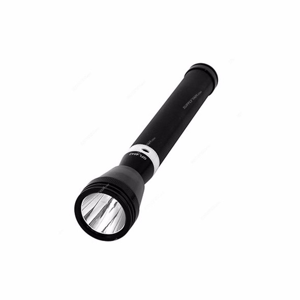 Geepas Rechargeable LED Handheld Flashlight, GFL4642, Aluminium, 1800 Mtrs, 281MM, Black