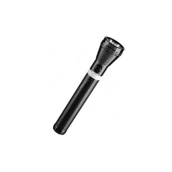 Geepas Rechargeable LED Handheld Flashlight, GFL4678, Aluminium, 2.4V, 1900mAh, 1800 Mtrs, Black