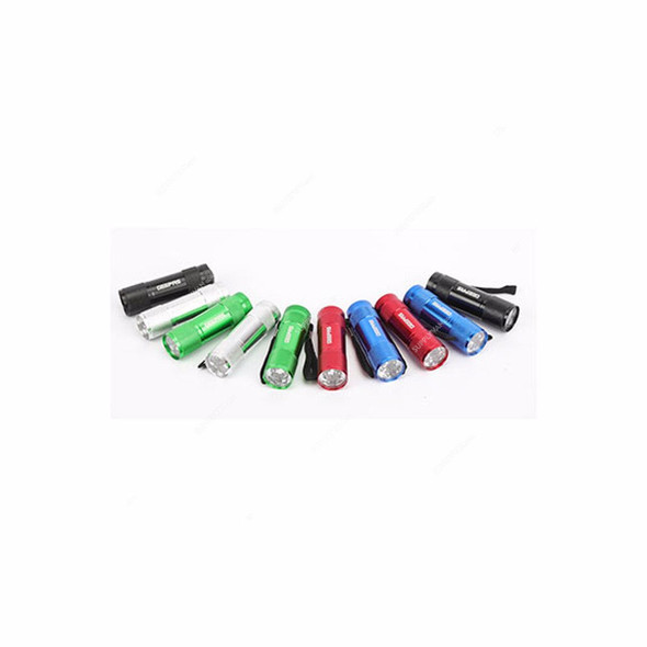 Geepas Rechargeable LED Handheld Flashlight, GFL51016UK, Aluminum Alloy, 20 LM, Multicolor, 10 Pcs/Pack