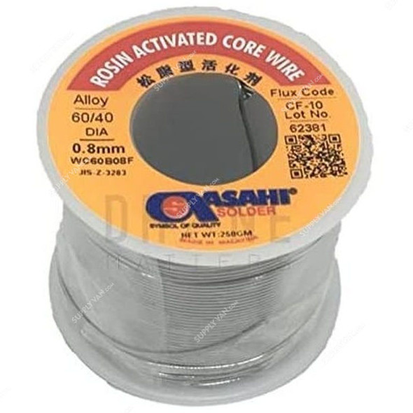Sqashi Rosin Activated Core Soldering Wire, WC60B08F, 100 GM, 0.8MM