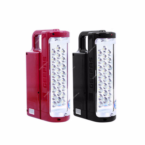 Geepas Rechargeable Emergency LED Lantern, GE5566, 24 LED, Black/Red, 2 Pcs/Pack