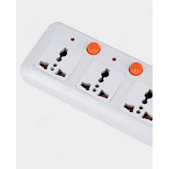 Geepas Extension Socket, GES4005-VDE, Plastic, 6 Way, White