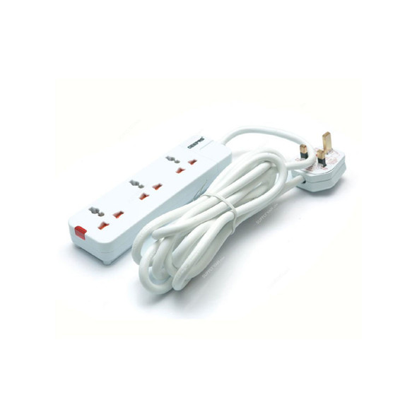 Geepas Extension Socket, GES58011, Plastic, 3 Way, 13A, White