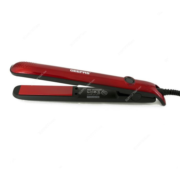 Geepas Hair Straightener, GH8722, 35W, 220-240VAC, Black/Red