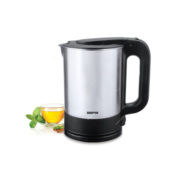Geepas Electric Kettle, GK174, Stainless Steel, 2200W, 1.7 Ltrs