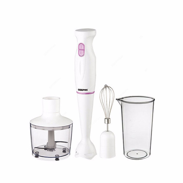 Geepas 4 In 1 Hand Blender, GHB6144, 200W, White