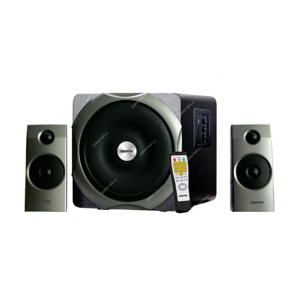 Geepas Multimedia Speaker System, GMS11145, 2.1 Channel, Black/Silver