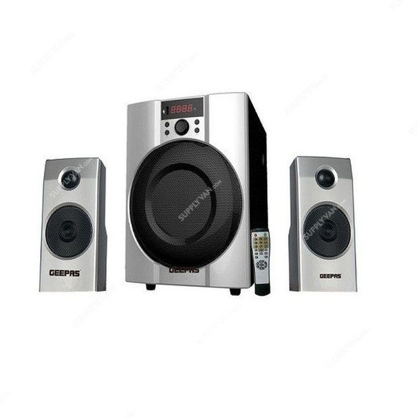 Geepas Multimedia Speaker System, GMS11144, 2.1 Channel, Black/Silver