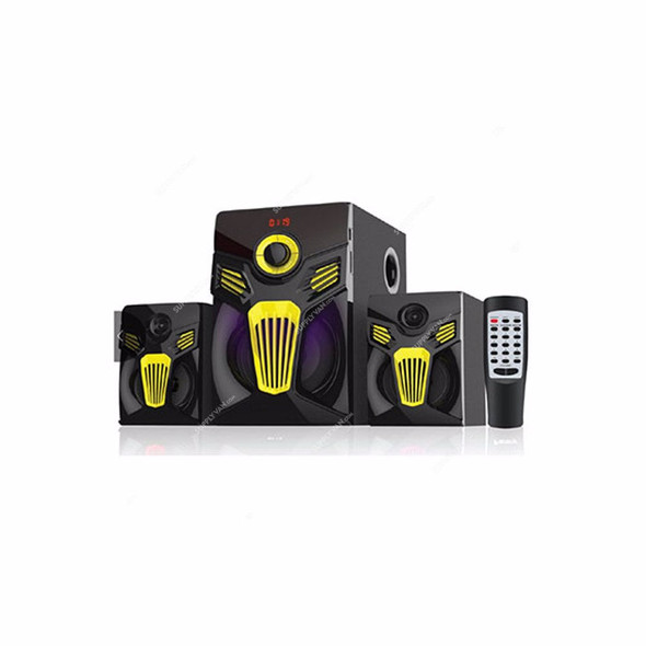 Geepas Multimedia Speaker System, GMS8580, 2.1 Channel, Black/Yellow