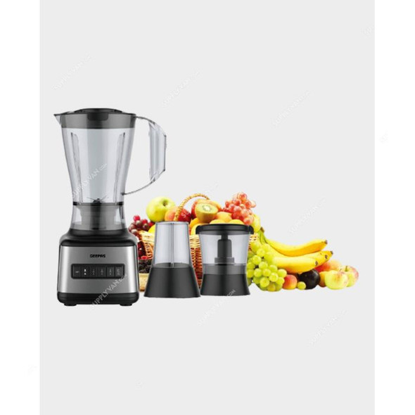 Geepas 3 In 1 Blender and Juice Extractor, GSB44017, 500W, Black/Silver