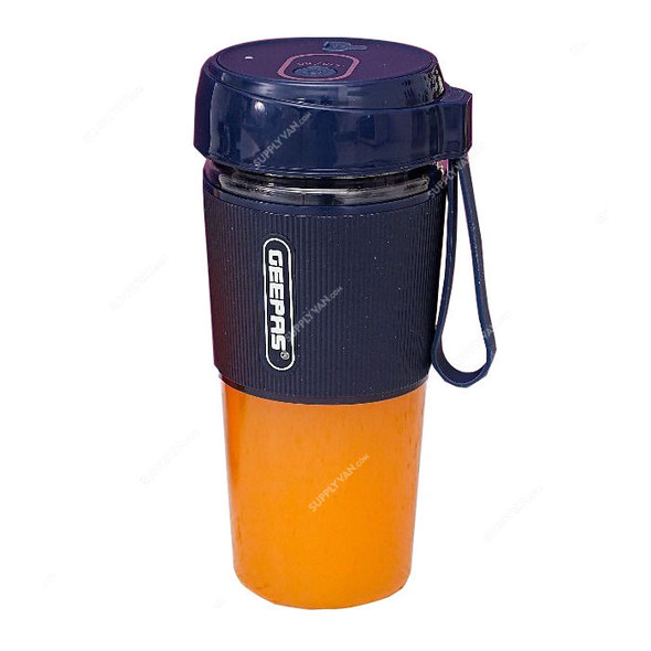 Geepas Rechargeable Portable Juicer, GSB44073, 50W, 300ML, Blue/Orange