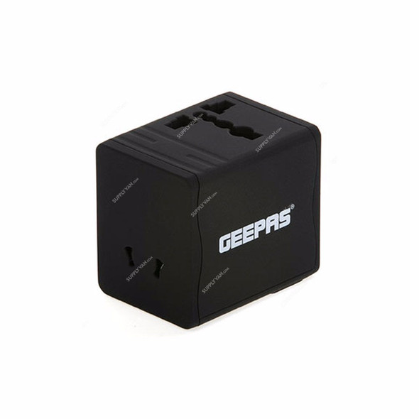 Geepas Universal Dual USB Adaptor, GA58023UK, ABS, 3 Pin, 2.1A, Black