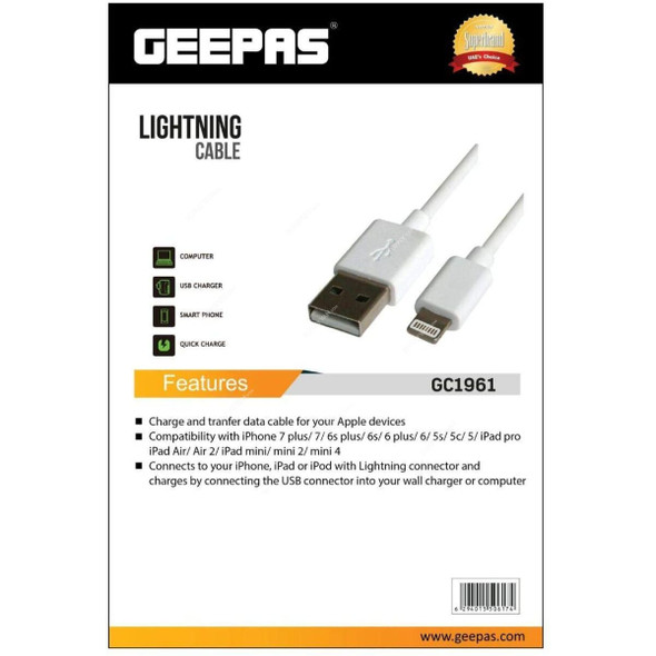 Geepas Lighting Cable, GC1961, White