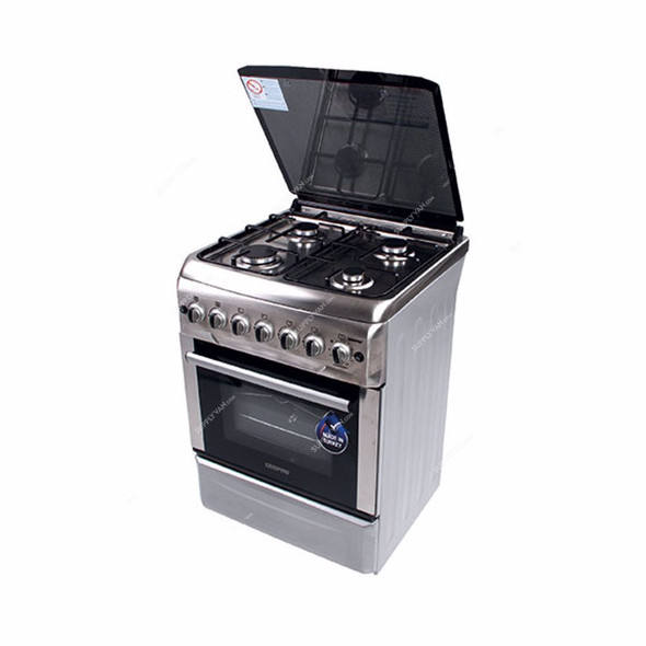 Geepas Gas Cooking Range, GCR6059, 4 Burners, 60 x 60CM, Black/Silver