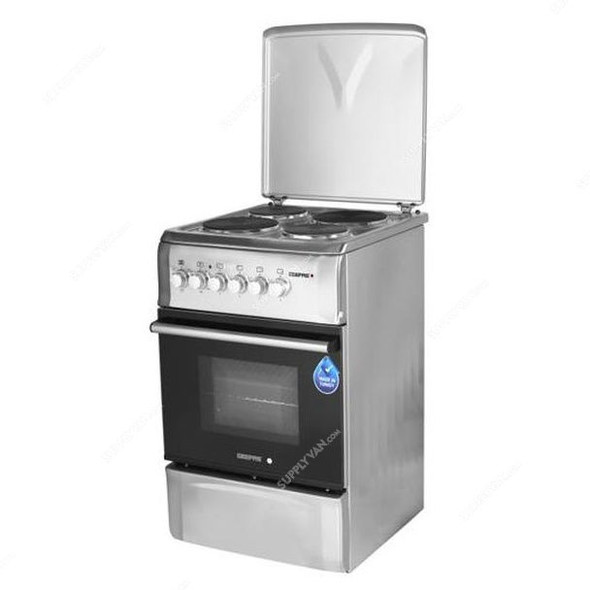Geepas Electrical Cooking Range, GCR6270FEST, 7300W, 4 Burners, 50 x 55CM, Black/Silver