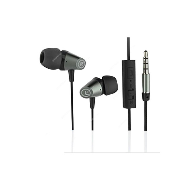 Geepas Stereo In-Ear Earphone With Mic, GEP4707, 3.5MM Jack, 1.2 Mtrs, Black/Silver