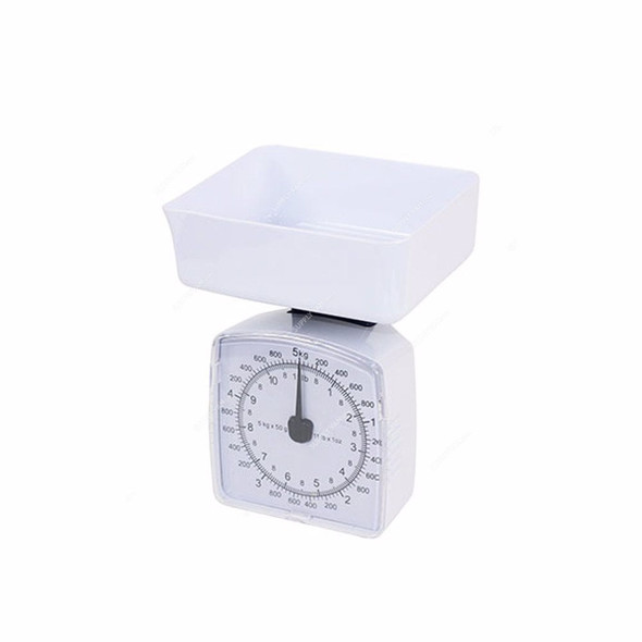 Geepas Mechanical Kitchen Scale, GKS46512, ABS, Analog, 5 Kg, White