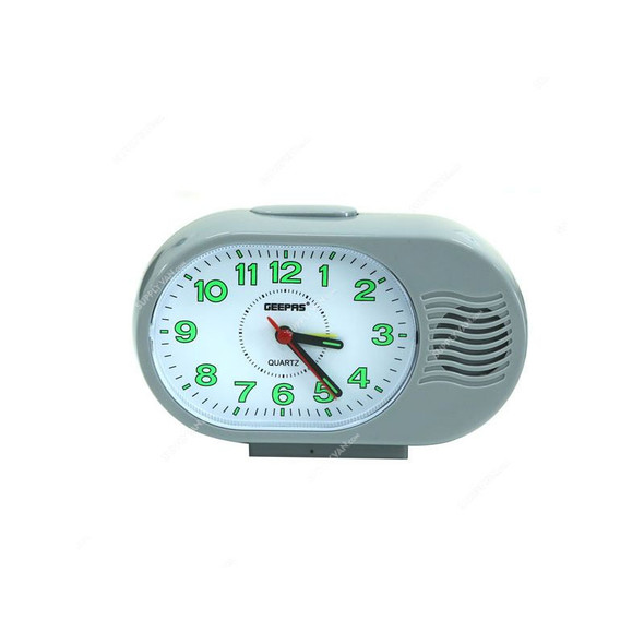 Geepas Bell Alarm Clock, GWC26019, Analog, Grey