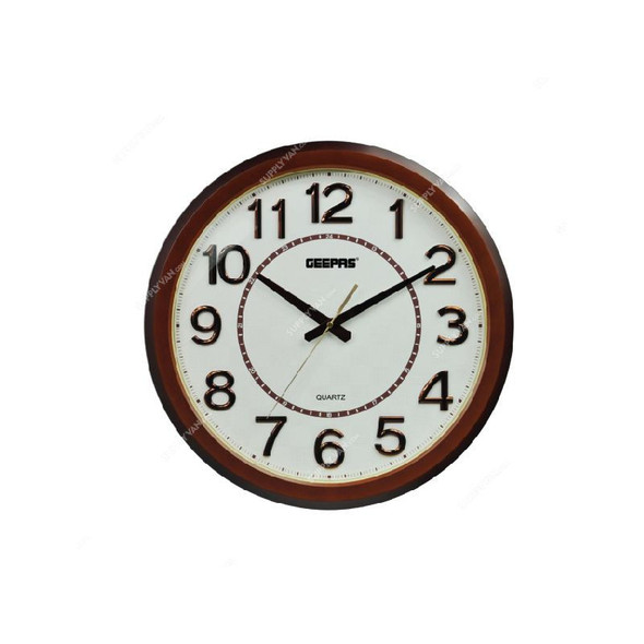 Geepas Wall Clock, GWC4803, Analog, Brown