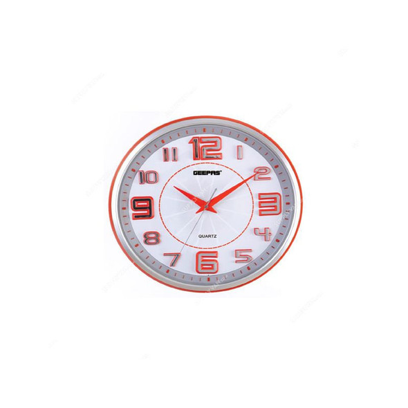 Geepas Wall Clock, GWC4813, Analog, Orange/Black