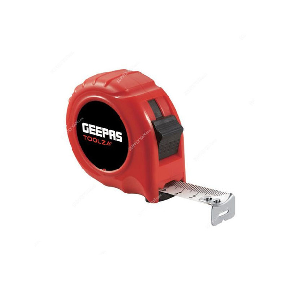 Geepas Measuring Tape, GT59129, 12.5MM x 3 Mtrs, Black/Red