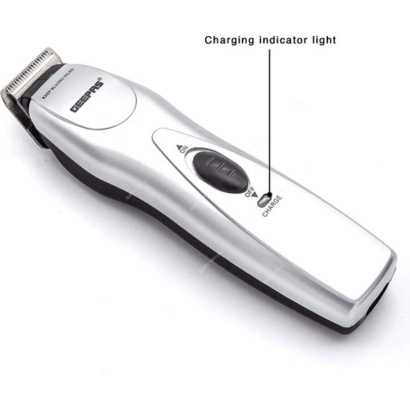 Geepas Rechargeable Hair Trimmer, GTR34N, 3W, Black/Silver