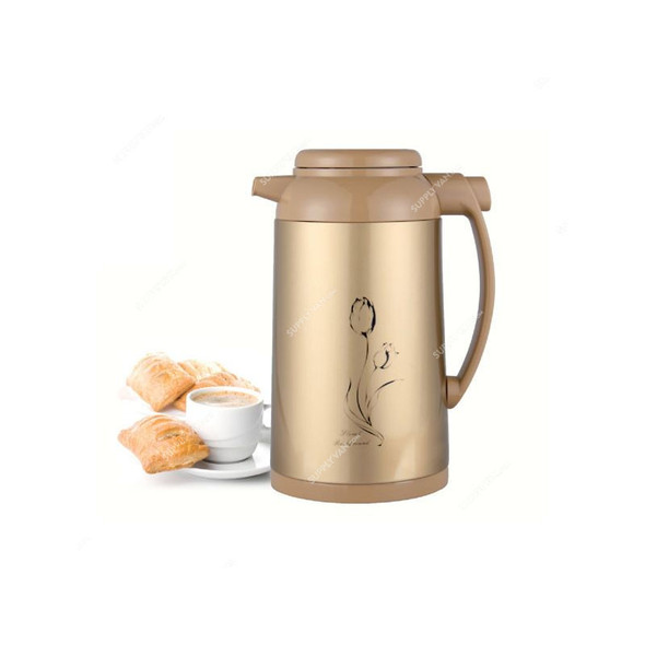 Geepas Hot and Cold Vacuum Flask, GVF27012, Iron, 1.3 Ltrs, Gold