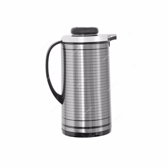 Geepas Hot and Cold Vacuum Flask, GVF5258, Stainless Steel, 1 Ltr, Silver