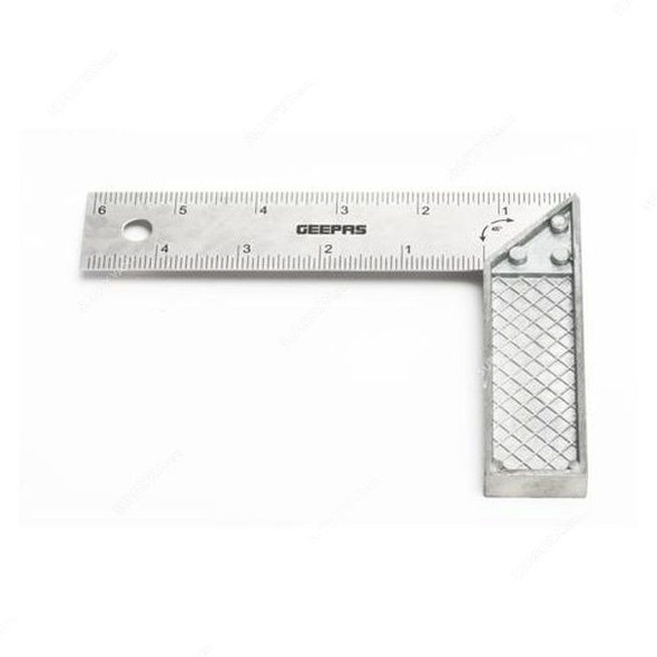 Geepas Try Square Scale With Zinc Handle, GT59075, Stainless Steel, 10 Inch, Silver