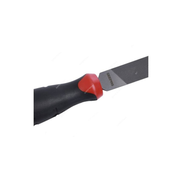 Geepas Half Round File, GT59060, Steel, 8 Inch, Black/Red