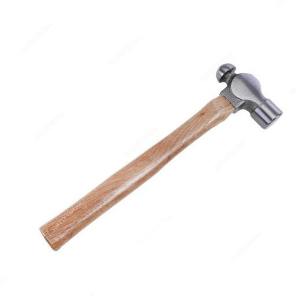 Geepas Ball Pein Hammer With Wooden Handle, GT59124, Carbon Steel, 0.45 Kg, Silver