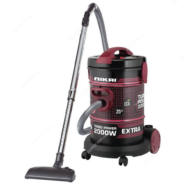 Nikai Canister Vacuum Cleaner, NVC350T, 2200W, 25 Ltrs, Black/Red