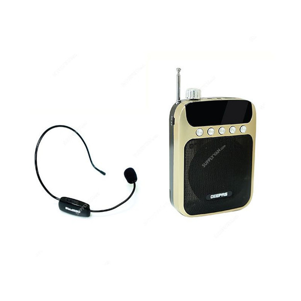Geepas Rechargeable Mini Speaker With Wireless Microphone, GMP15012, 5W, 5VDC
