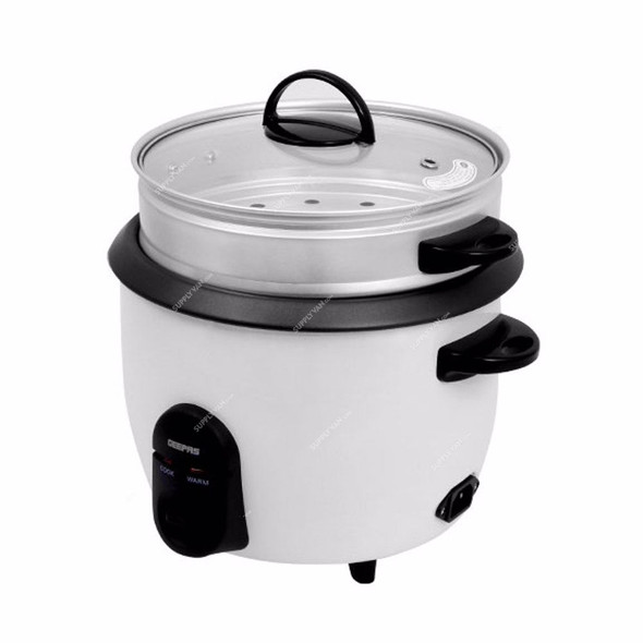 Geepas Automatic Electric Rice Cooker, GRC35011, 500W, 1.5 Ltrs, White